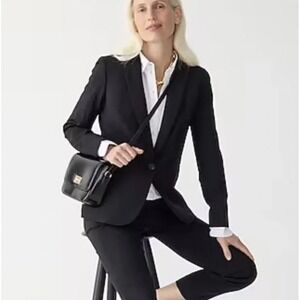 J.Crew Italian Stretch Wool Tollegno 1900 Black‎ Blazer Womens Size 10 Parke